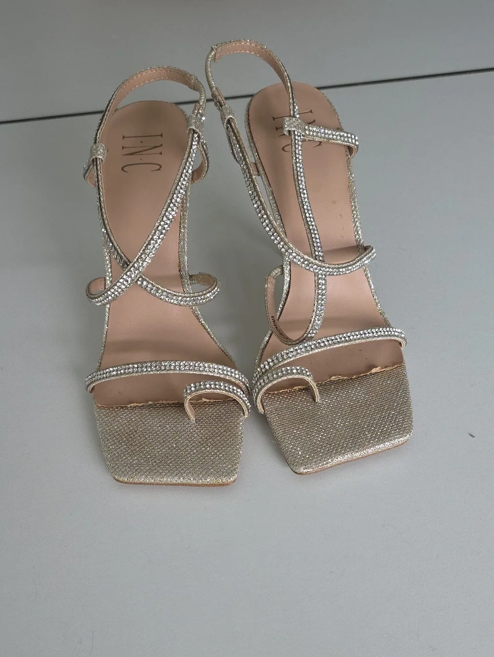 INC International Concepts Gold Glimmer Rhinestone Heels